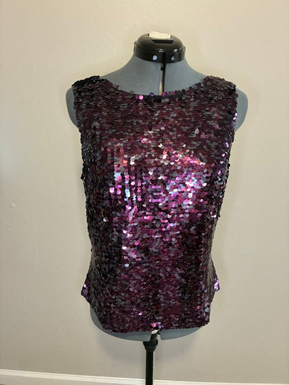 JS Boutique Purple Sequin Sleeveless Top Size L